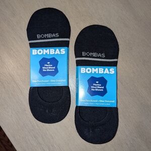 2 pairs Bombas Men's Merino Wool Blend No Show Socks Size Large Black